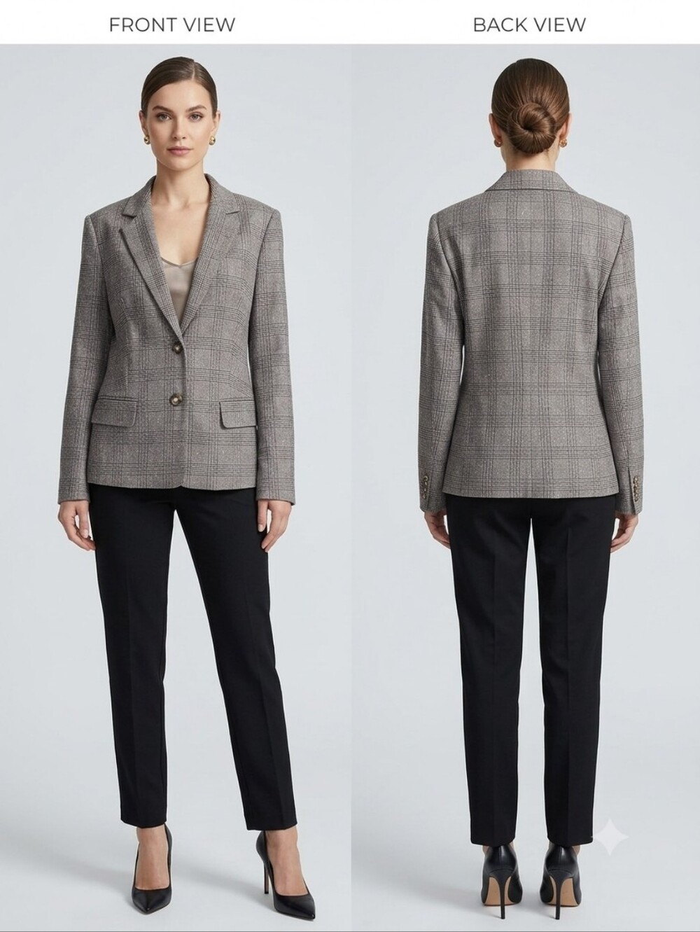 Express Gray Plaid‎ Single-Breasted Blazer